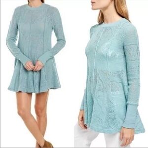 Free People Astral Sea Lacey Coffee in the morning Tunic top Small